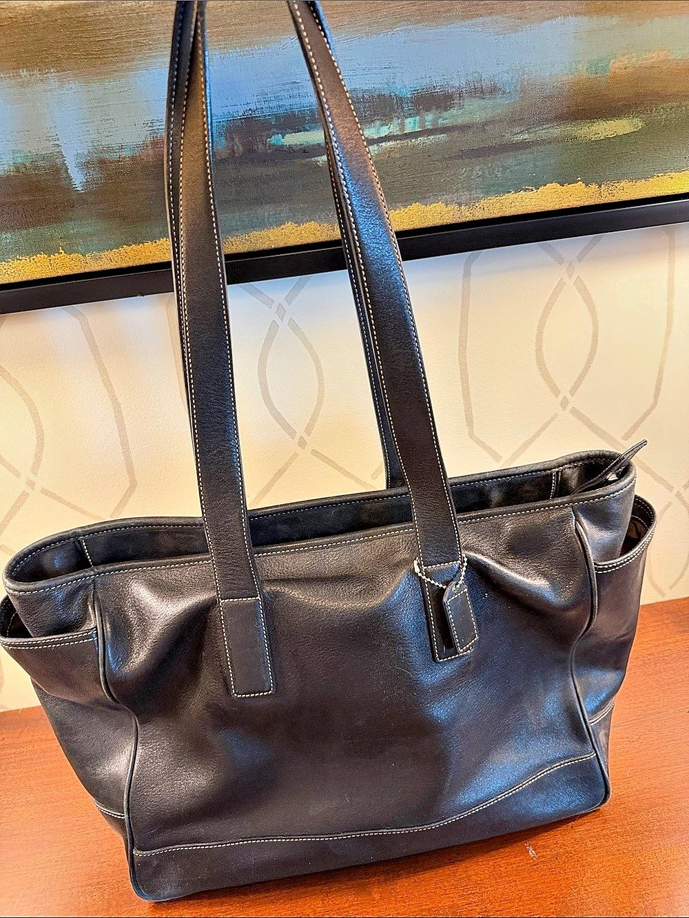 Coach Gallery Tote Black Leather Tote Bag